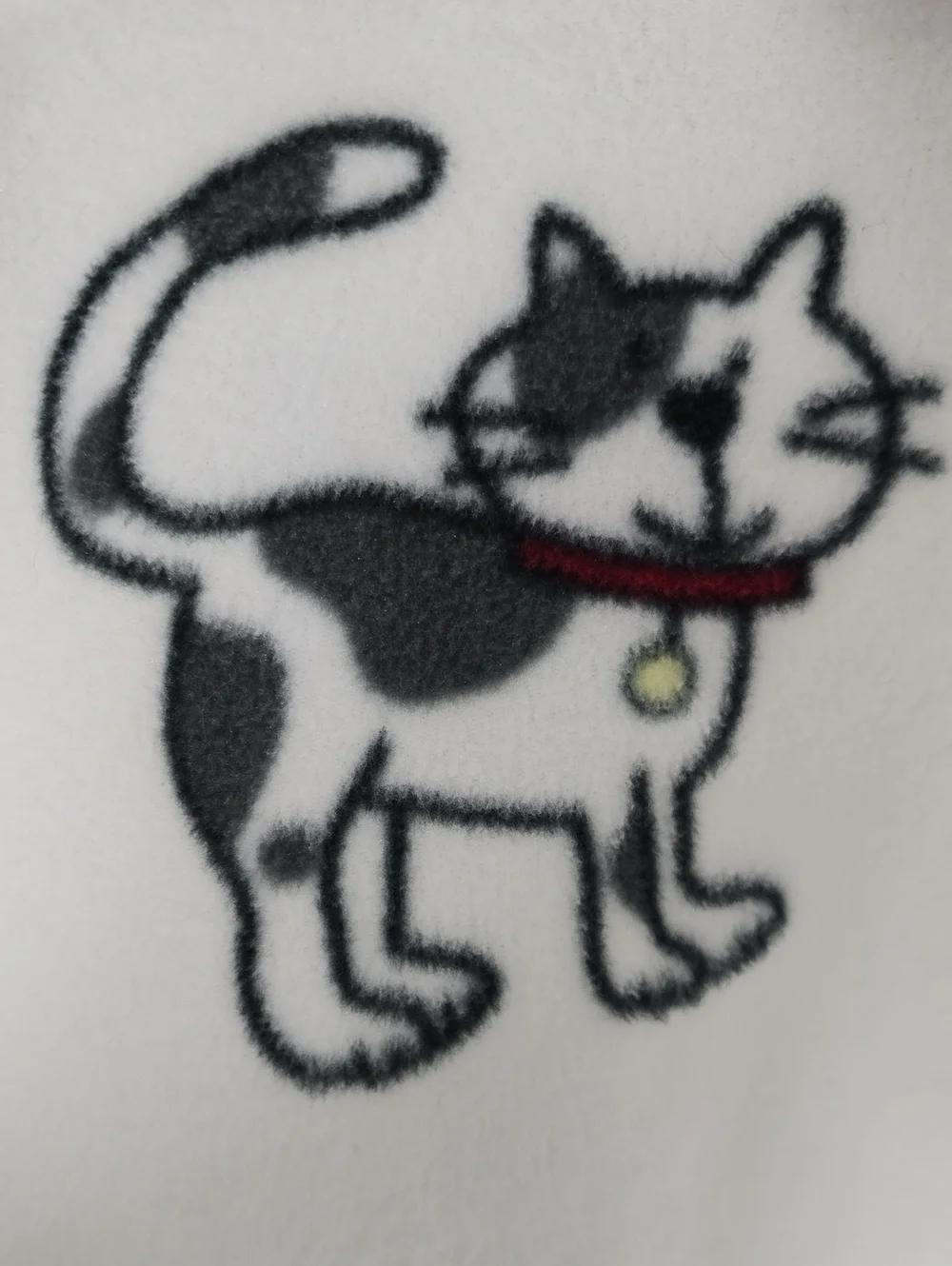 {Aegan Apparel} Soft Cat Print Fleece Robe White - ONE SIZE